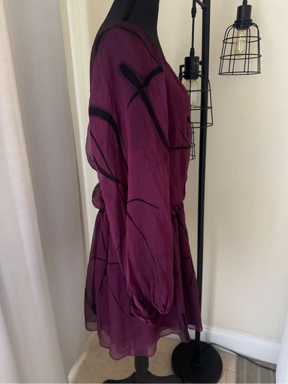 Alice + Olivia Silk One Shoulder Mini Dress Purple Abstract Print Small - Picture 5 of 7